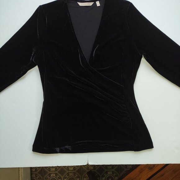 Soft Surroundings Velvet Top Soft Luxurious Elegant V-Neck 3/4 Sleeve WomenSmall - Picture 5 of 7